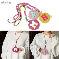 SSUNSHINE Coin Purse, Letter Printed with Lanyard Mesh Pouch, Polyester Crossbody Bag