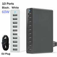 5/6/10 USB Ports Charger Station Dock with Cable 60W Fast Charging Hub Wall Charger for Mobile Phone