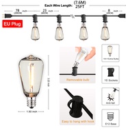Shatterproof ST38 Led String Lights Outdoor Connectable Plastic Waterproof Decorative String Lights