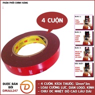 Băng keo 2 mặt cường lực siêu dính màu xám 3M VHB GPL-110 dài 3m - nhiều kích thước dán logo đồ chơ