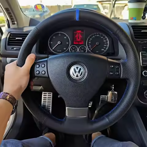 Customization Hand Sewing Microfiber Leather Car Steering Wheel Cover For Volkswagen Golf 5 Mk5 GTI 