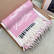 【全新品】Louis Vuttion 路易威登 LV 草寫logo羊駝毛圍巾 女款 粉色