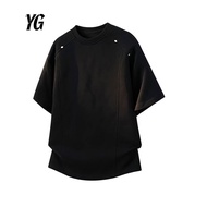 STA GTAL Deconstruction Stitching Rivet Design Short-Sleeved Men Summer American Heavy boxy Shoulder