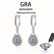 【 GRA Certificate Attached 】 1CT Moissanite Earrings, Fashionable Full Diamond Heart Earrings S925 P