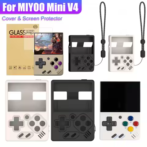 Protective Case for MIYOO Mini V4 Silicone Cover with Lanyard Screen Protector Shell Sleeve Soft Ski