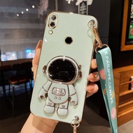 AnDyH Long Lanyard Casing For Huawei Nova 3 3i 4 Y9s Phone Case Huawei Y6 Y7 Y9 Prime 2019 Y6P 2020 Cute Astronaut Desk Holder