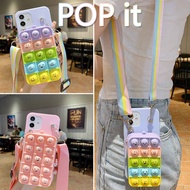 POP it For Vivo V30 Pro V30Pro 5G Phone Case Soft TPU Cute Cartoon Stress Reliever Peas Coin Purse Silicone Protective Shell With Lanyard