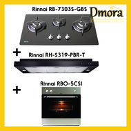 Dmora [Special Bundle Deal] Rinnai Hob (RB-7303S-GBS) + Hood (RH-S319-PBR-T) + Oven (RBO-5CSI)