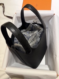 Hermes Black Le Touché Picotin 18 Clemence & Ostrich Leather PHW