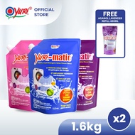 [Twin Pack] Yuri-matic Laundry Liquid Detergent Refill 1.6Kg x2 (FOC Aganol Floor Cleaner 600ml)