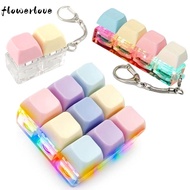FLOWERLOVE Fidget Keychain, Keys Button Keycap Finger Keyboard Cap, Relaxing Relief Stress 2/4/9 Key