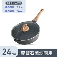 【**包裝隨機**】黑色24cm/白色28cm 麥飯石平底鑊平底鍋不粘鍋煎炒鍋(電磁爐通用)  【煎牛排｜炒菜｜加厚材質】