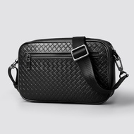 Mens bagsShoulder bagsMens messenger bags bagsTide brand casual cowhide 2023 new woven pattern small