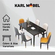 Dining Table Set Meja makan chair set marble design Kerusi makan modern Modern beige black white tab