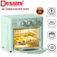Dessini 18L Electric Oven 1200W Mini Oven Toaster Bake Grill Rumah Kitchen 3 Rack Position Multi-Fun