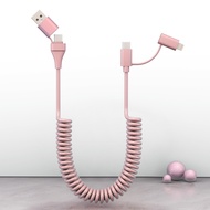 Coiled USB C to Lightning Cable 4 in 1, PD 60W Fast Charging & Data Sync,6FT Multi Charging Cable fo