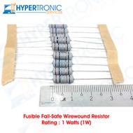 Resistor Fusible Fail Safe Wirewound Resistor  5% 1W 0.5 Ohm, 1 Ohm, 2.2 Ohm, 3.3 Ohm, 4.7 Ohm, 5.1 Ohm