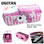 Kawail Cartoon Unicorn Pencil Bags Game World Large Capacity Canvas Pencil Bags Stationery Pen Case for Boys Girls Double Layer School Pencil Cases