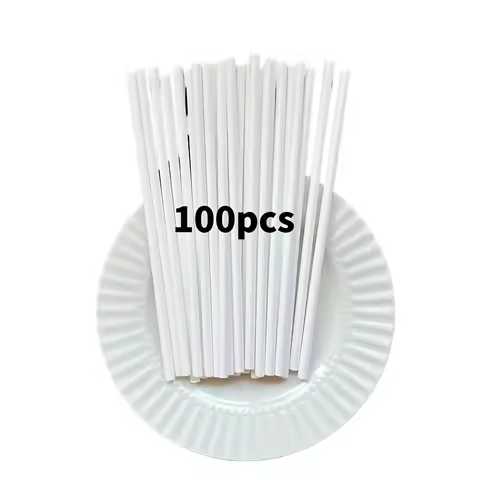 100-Pack Biodegradable White Paper Straws, Suitable for All Occasions, Compostable Straws for Milk T