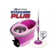 Be Wish ชุดถังปั่น สแตนเลส พลัส แถมฟรี ผ้าถูพื้น Refill 1 ผืน ถั่งปั่นไม้ม็อบ