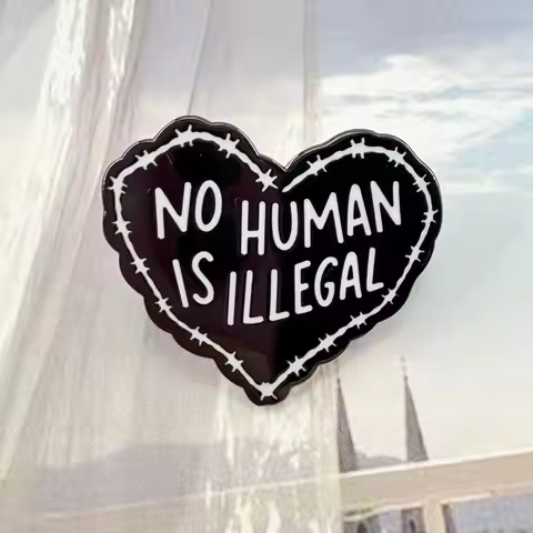 No Human Is Illegal Enamel Pin Anti Racism Motivational Immigration And Human Rights Law Lapel Brooc
