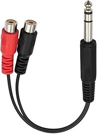 ELNONE 0.2M/0.65FT 6.35mm 1/4 inch TRS Stereo Jack Male to 2 RCA Female Plug Y Splitter Adapter Cabl