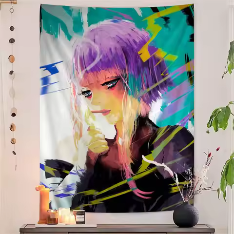 Anime C-Cyberpunk E-Edgerunners Colorful Tapestry Wall Hanging Bohemian Wall Tapestries Mandala Wall