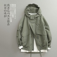 Hooded Wide Edition Charge Coat Japanese Retro Trendy 3D Cut Short Versatile Windproof Coat for Men