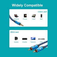 EMK 3.5mm Aux to RCA Stereo Splitter Cable[Nylon Braided,Durable and Flexible] Audio Y Adapter Cable