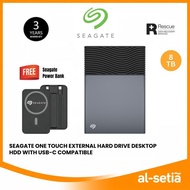 Seagate One Touch 8TB | 20TB | 24TB External Hard Drive Desktop HDD, USB-C compatible with Rescue Re