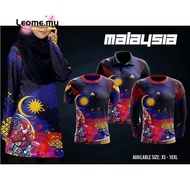 Baju Jersi SUKAN Malaysia Merdeka Bulan Bintang Kolar/muslimah Couple Set/family Set Baju Lelaki Per