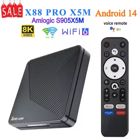 X88 PRO X5M Android 14.0 Smart Tv Box 4GB 64GB Amlogic S905X5M 2.4G/5G Wifi6 8K BT5.0 1000M Media Pl