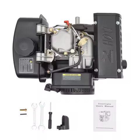 247CC 4-stroke Single Cylinder Diesel Engine, 5HP 3600r/min, Stable Running, 0.66 Gallons Large Fuel