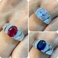 CINCIN BATU BIRU PERAK LELAKI / MENS SILVER RING
