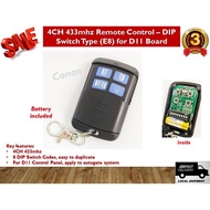 Autogate Door Wireless Remote Control - 4 Channel 433Mhz DIP Switch Codes Type (E8) for D11 Board