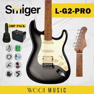 Smiger L-G2-PRO-LMS ST Style HSS Electric Guitar with Alnico 5 Pickup & Roasted Maple Neck - Silverb
