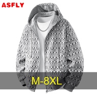 ASFLY 8XL Plus Size Knitted Jacket Men Spring Autumn Cargo Jacket Male Fashion Casual Camp Jacket Bi