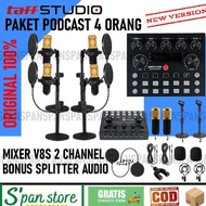 PODCAST PACKAGE 4 Person Mic Microphone Bm800 Mixer V8s Complete Headset GT