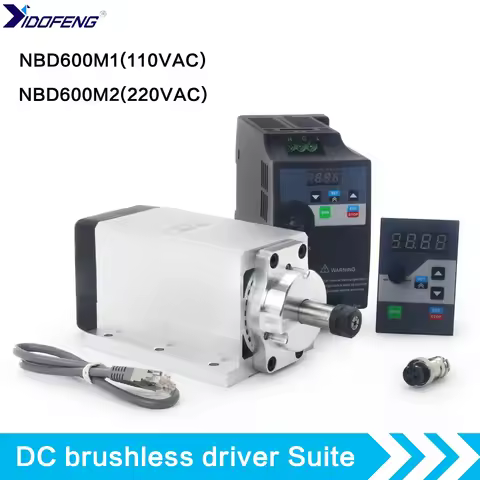 600W Brushless Spindle Motor Kit 110V/220V JK57BLS08-05 Square Spindle ER11 With NBD600M2 BLDC Drive