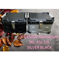 TOP BOX SILVER BLACK 36L 45L 55L &gt; X DESIGN Aluminium &gt; KOSONG DESIGN Aluminium &gt; ABS PLASTICS BOX