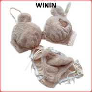 WININ Plush Bra & Brief Set - Cartoon Bear Design for Women