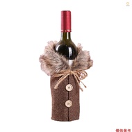 Ado)Christmas Wine Bottle Cover Cute Faux Fur Wine Bottle Clothes for Christmas Party Holiday Festiv