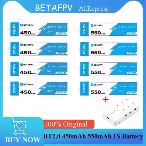BETAFPV RC BT2.0 450mAh 550mAh 1S 30C 40C Battery Original FPV Lipo BT2.0 Connector For Cetus Pro Me