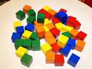 Khối Lập phương cube màu 3 cm vật liệu DIY kẹp gỗ trang trí đa năng khối vuông gỗ decor