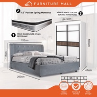 SKL Furniture 3IN1 QUEEN Bedroom Set With Mattress / Set Bilik Moden / Bedroom Set Modern /Katil Que