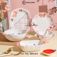 HCSTORE CHERRY BLOSSOM MOTIF CERAMIC DINNER PLATE AESTHETIC JAPANESE KOREAN PLATE SUITABLE FOR SERVI