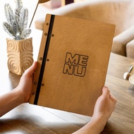 Wooden Menu Folder High Quality Elegant Menu Holder Hardcover Engraving Cover Luxury Fashion Restaur