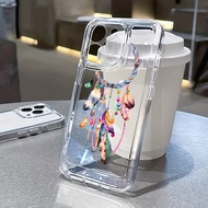 For iPhone 7 8 Plus X XS Max XR 11 12 13 14 pro max 14 Plus Colorful Dream Transparent TPU Fine Hole Phone Case