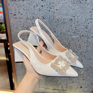 7cm triangle heel pointed toe high heel sandals