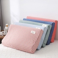 Soft Cotton Latex Pillow Case Cover Solid Color Plaid Sleeping Pillowcase for Memory Foam Pillow Lat